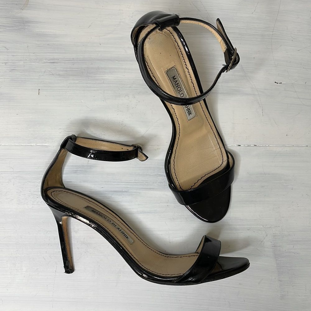 Manolo Blahnik black patent leather heels women’s size EU 36.5 US 6.5